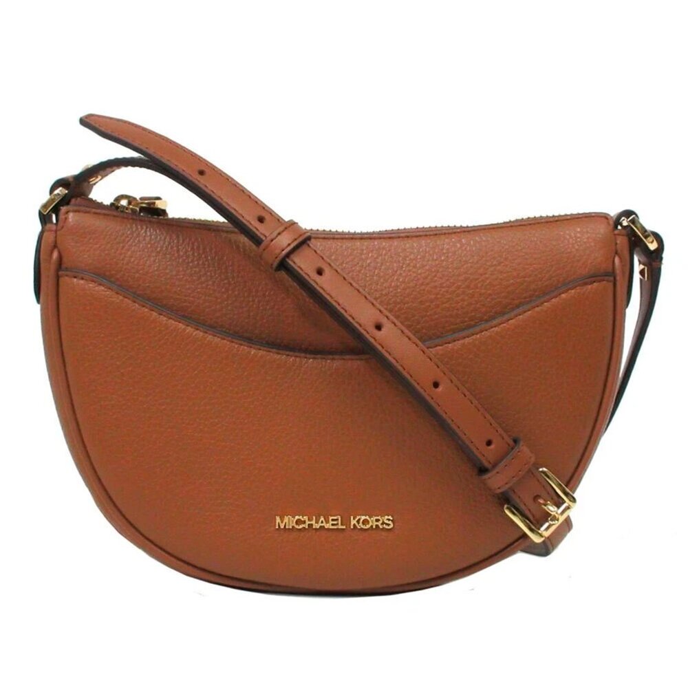 S Michael Kors Dover Half Moon Crossbody Brown Leather Bag 35R3G4DC5L Purse NWT